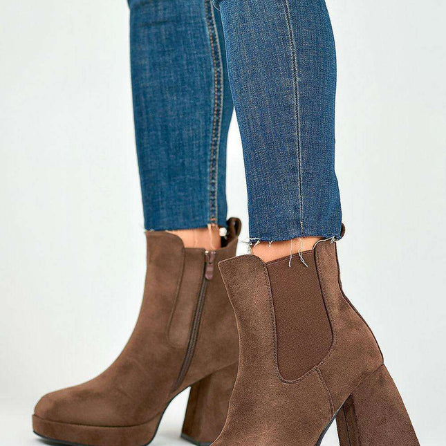 Elegant Black Suede High Heel Ankle Boots with Platform