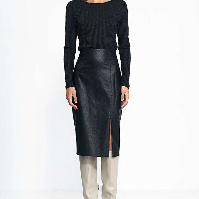 Sleek High Slit Midi Pencil Skirt For Elegant Wardrobe