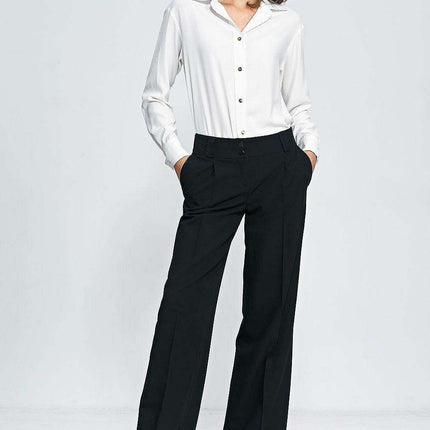 High Waisted Wide Leg Trousers Elegant Office Pants
