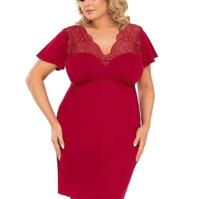 Lace-Embellished Wine-Inspired Chemise Nightgown