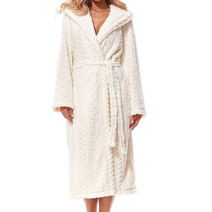 Luxurious Quilted Hooded Bathrobe with Functional Pockets