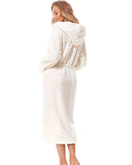 Luxurious Quilted Hooded Bathrobe with Functional Pockets