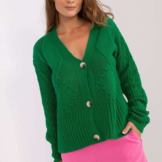 Elegant Heart-Embellished Knit Cardigan