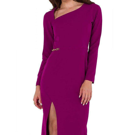 Elegant Chain-Embellished Asymmetrical Midi Evening Dress