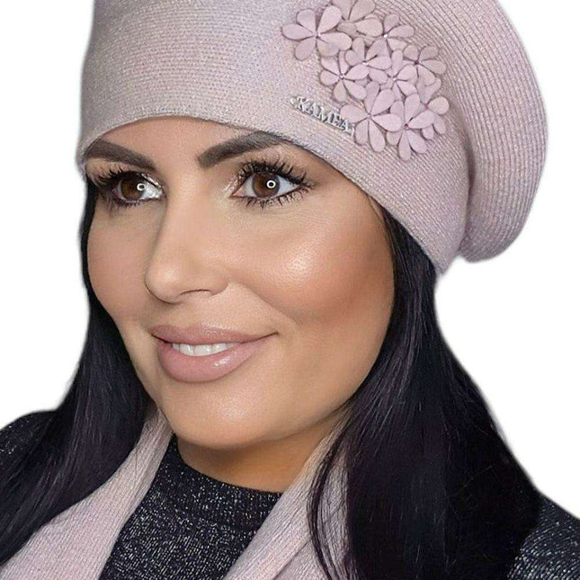 Elegant Floral Winter Beret