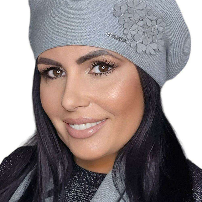 Elegant Floral Winter Beret