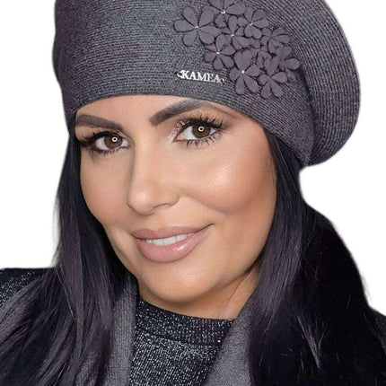 Elegant Floral Winter Beret