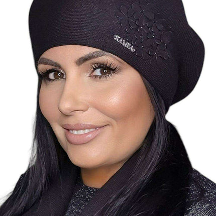 Elegant Floral Winter Beret