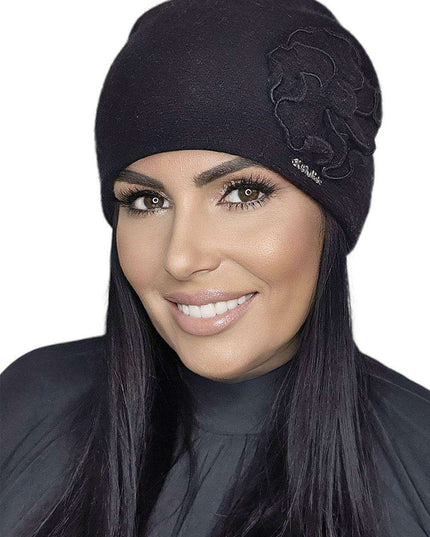 Chic Floral Knit Beanie