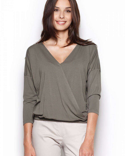 Chic Folded Detail Elastic Blouse for Effortless Style