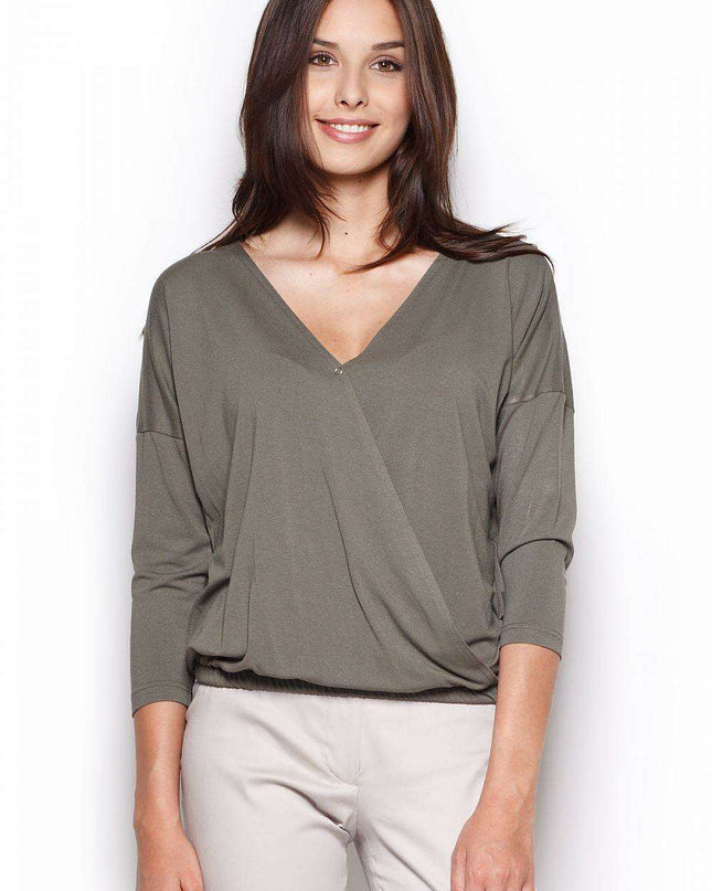Chic Folded Detail Elastic Blouse for Effortless Style