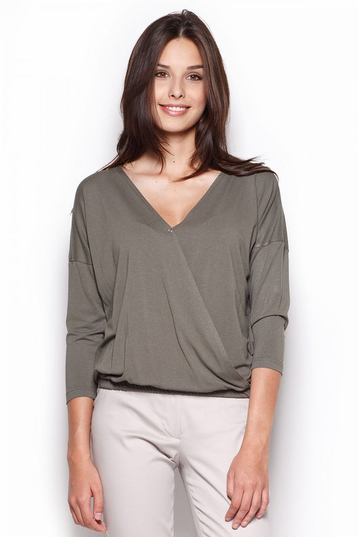 Chic Folded Cut Blouse with Elastic Band