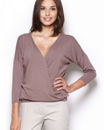 Soft Viscose Blend Relaxed Blouse with Elastic Band Detail