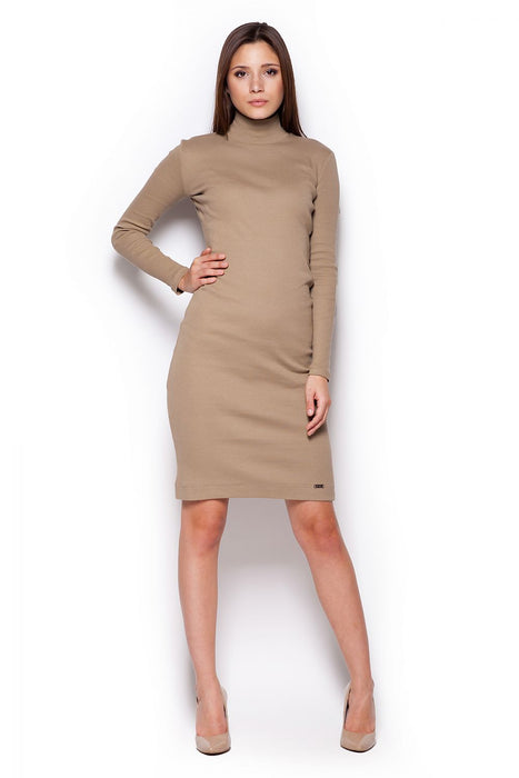 Chic Ribbed Midi Dress with Turtleneck - Figl Autumn Collection