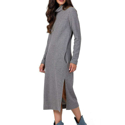 Sophisticated Midi Dress with Convenient Side Pockets