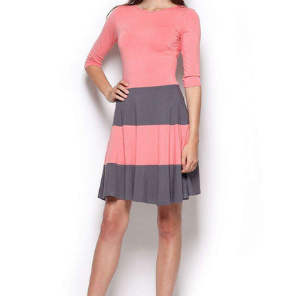 Chic Striped Midi Dress - Luxurious Viscose & Spandex Blend - Versatile Day to Night Style