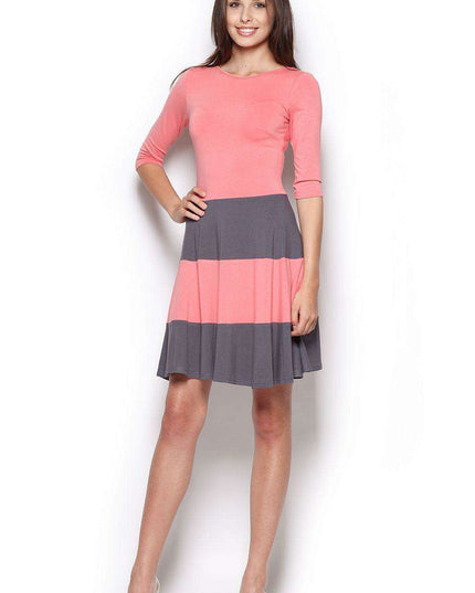 Chic Striped Midi Dress - Luxurious Viscose & Spandex Blend - Versatile Day to Night Style