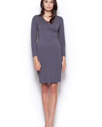 Sophisticated Envelope Neckline Long-Sleeved Day Dress: A Blend of Classic Charm and Modern Style