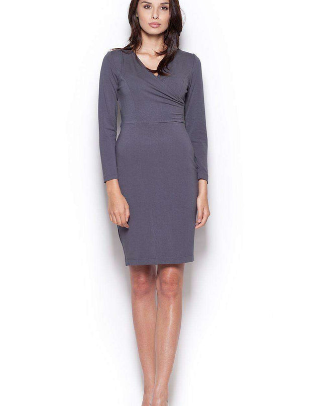 Sophisticated Envelope Neckline Long-Sleeved Day Dress: A Blend of Classic Charm and Modern Style