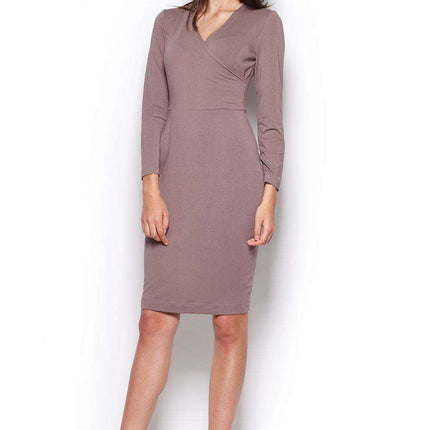Chic Long-Sleeved Day Dress with Elegant Envelope Neck by Figl