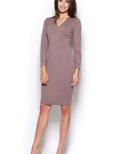 Chic Long-Sleeved Day Dress with Elegant Envelope Neck by Figl