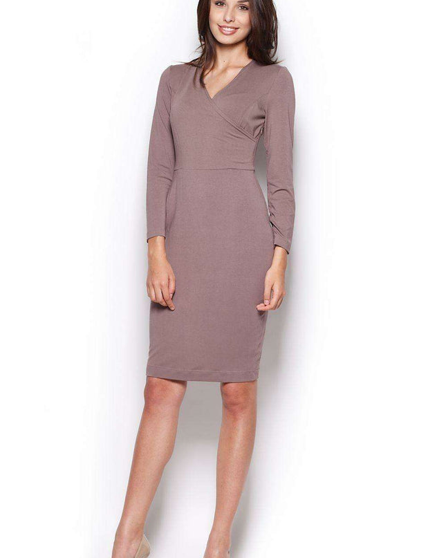 Chic Long-Sleeved Day Dress with Elegant Envelope Neck by Figl