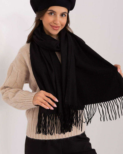 Chic Winter Wrap with Tassel Accents - Luxurious 100% Polyester, 196 cm Long