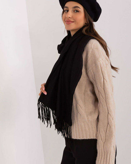 Chic Winter Wrap with Tassel Accents - Luxurious 100% Polyester, 196 cm Long
