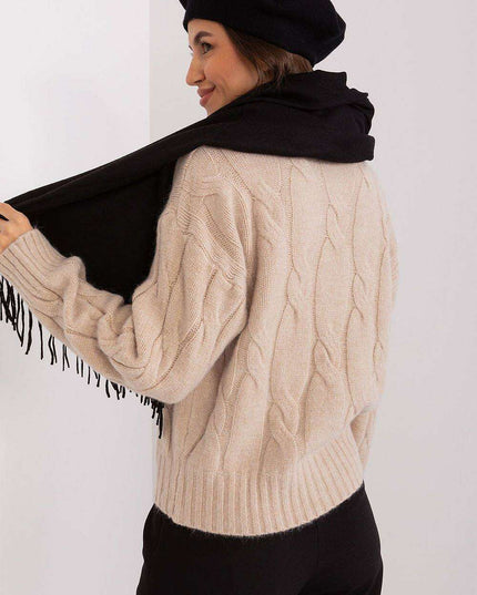 Chic Winter Wrap with Tassel Accents - Luxurious 100% Polyester, 196 cm Long