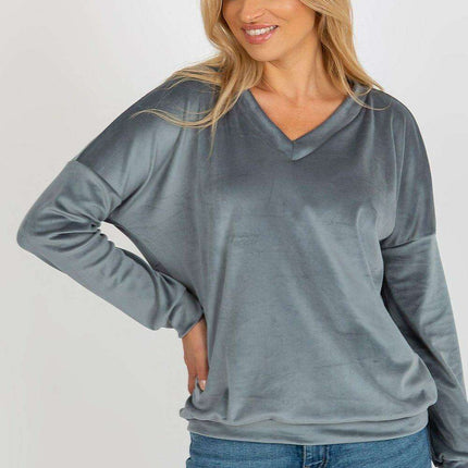 Plush V-Neck Velour Pullover
