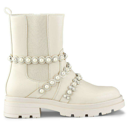 Chic Pearl-Accented Ankle Boots
