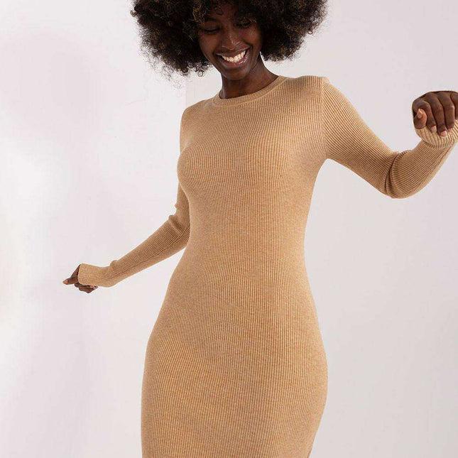 Elegant Ribbed Knit Pencil Dress for All-Day Chic