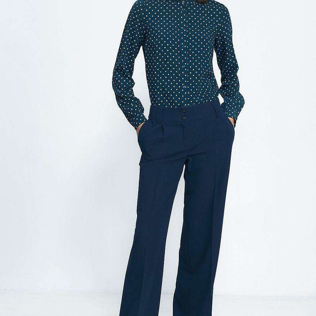 Chic Collared Long Sleeve Shirt Pea Print Autumn Style