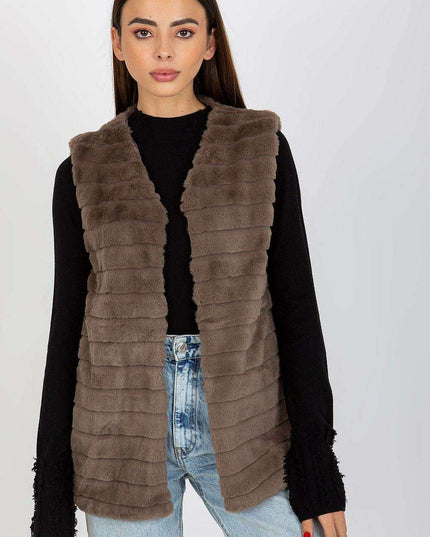 Chic Cream Faux Fur Vest with Elegant Hook Closure and Full Lining - Available in Multiple Sizes