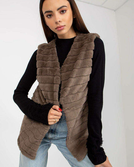 Chic Cream Faux Fur Vest with Elegant Hook Closure and Full Lining - Available in Multiple Sizes