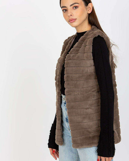 Chic Cream Faux Fur Vest with Elegant Hook Closure and Full Lining - Available in Multiple Sizes