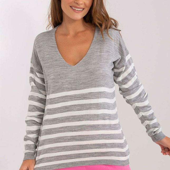 Sophisticated Melange Striped Long-Sleeve Knitwear
