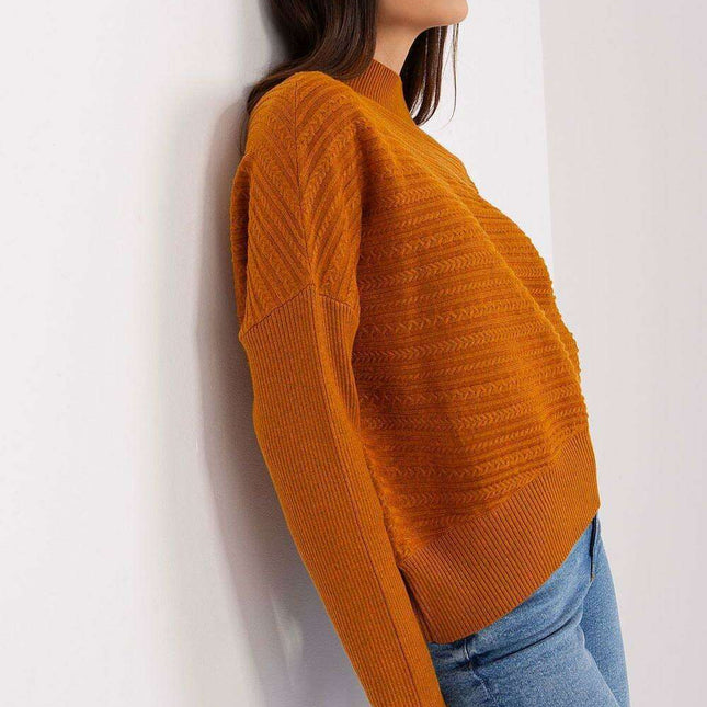 Trendy Textured Turtleneck Knit Sweater