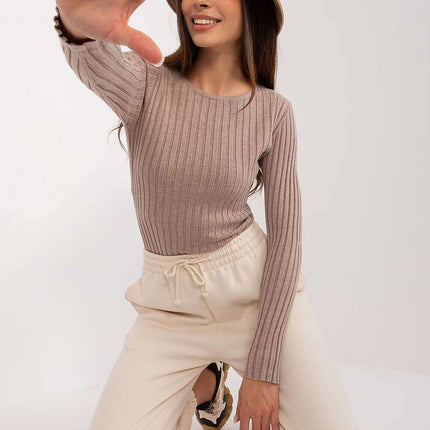 Elegant Ribbed Knit Sweater for Women
