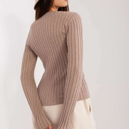 Elegant Ribbed Knit Sweater for Women