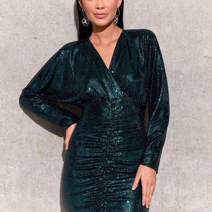 Sparkling Sequin Flare Sleeve Mini Dress by Roco Fashion