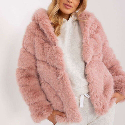 Chic Hooded Faux Fur Jacket