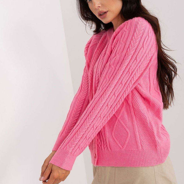 Chic Variegated Knit Cardigan with Button Closure