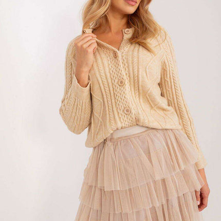 Chic Variegated Knit Cardigan with Button Closure