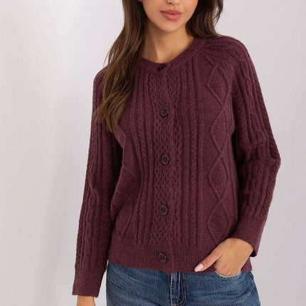 Chic Variegated Knit Cardigan with Button Closure