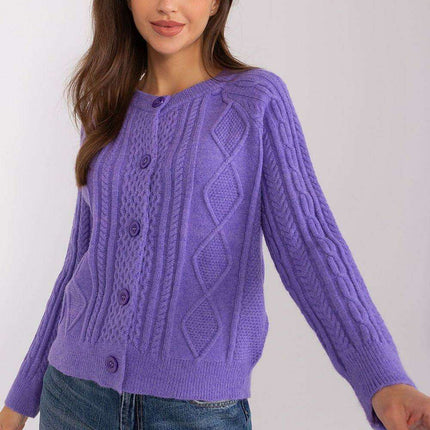 Chic Variegated Knit Cardigan with Button Closure