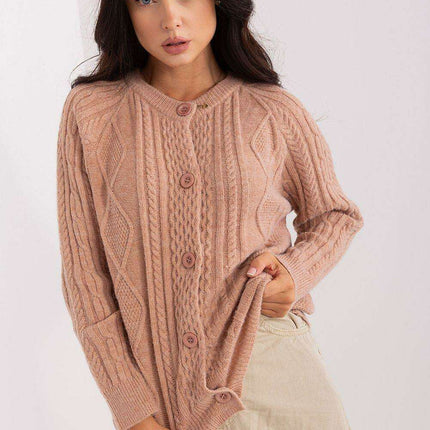 Chic Variegated Knit Cardigan with Button Closure