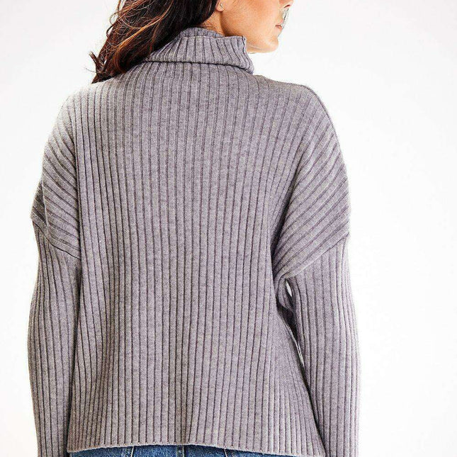 Elegant Ribbed Knit Turtleneck Jumper