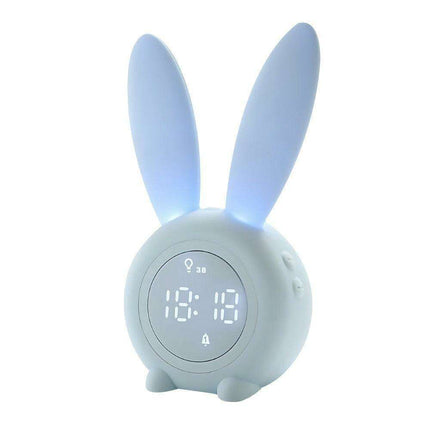 Charming Bunny Ear LED Alarm Clock with Night Light and Timer - Modern Geometric Design