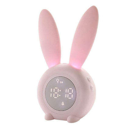Charming Bunny Ear LED Alarm Clock with Night Light and Timer - Modern Geometric Design